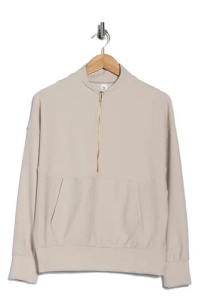 90 Degree By Reflex Scuba Ribbed Half Zip Pullover In Neutral