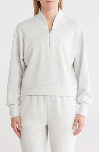 90 Degree By Reflex Scuba Supercharge Crop Half-zip Pullover In Heather Light Grey