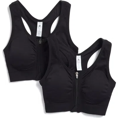 90 Degree By Reflex Seamless Bra Top In Black/black