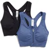 90 Degree By Reflex Seamless Bra Top In Blue Indigo/black