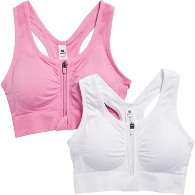 90 Degree By Reflex Seamless Bra Top In Cyclamen/white