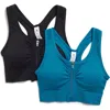 90 Degree By Reflex Seamless Bra Top In Deep Lagoon/black
