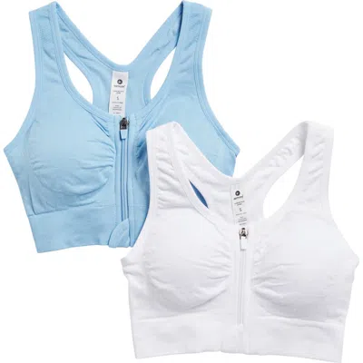 90 Degree By Reflex Seamless Bra Top In Dutch Canal/white