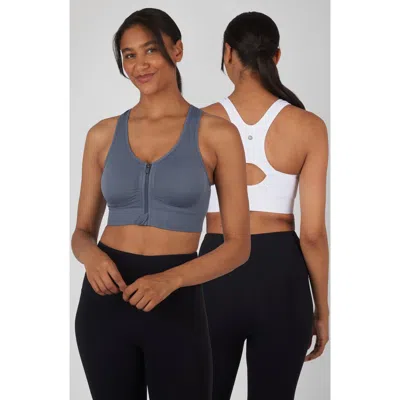 90 Degree By Reflex Seamless Bra Top In Grisaille/white