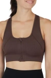 90 Degree By Reflex Seamless Cody Sports Bra In Brown