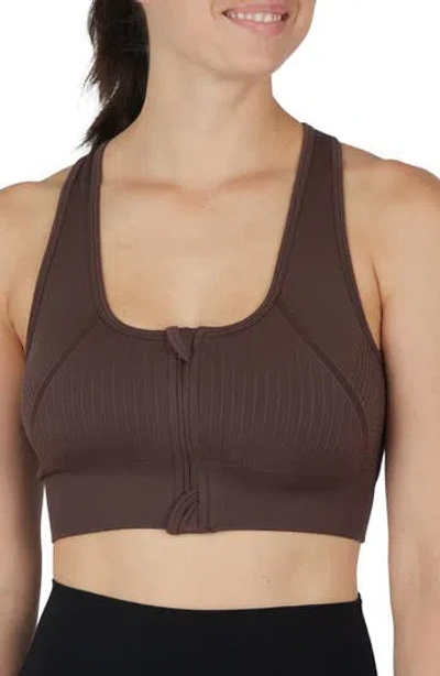 90 Degree By Reflex Seamless Cody Sports Bra In Brown