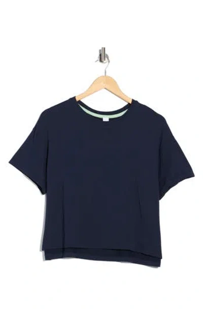 90 Degree By Reflex Seamless Echo High-low Crop T-shirt In Blue