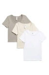 90 Degree By Reflex Seamless Scoop Neck 3-pack T-shirt Set In Crystal Gray/satellite/white