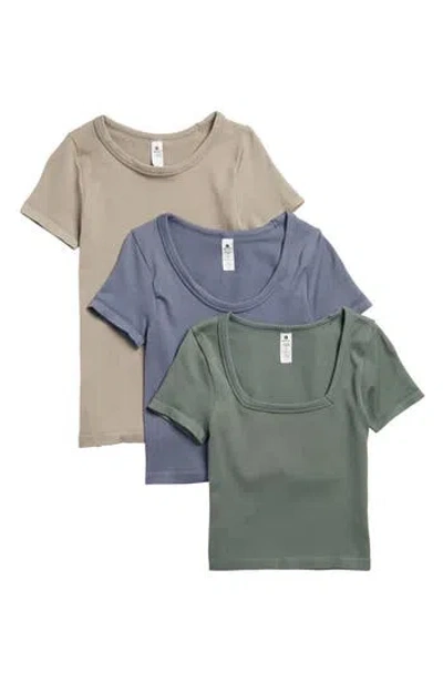 90 Degree By Reflex Seamless Scoop Neck 3-pack T-shirt Set In Multi