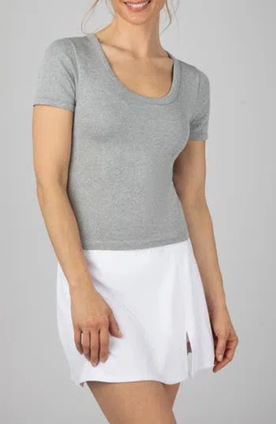 90 Degree By Reflex Seamless Scoop Neck 3-pack T-shirt Set In White/heather Grey/black