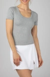 90 Degree By Reflex Seamless Scoop Neck T-shirt In White/ Heather Grey/ Black