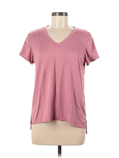 Pre-owned 90 Degree By Reflex Short Sleeve Top Burgundy V Neck Tops