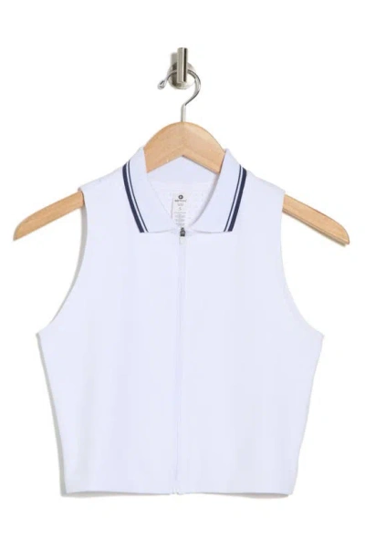 90 Degree By Reflex Sleeveless Zip-up Crop Polo In White