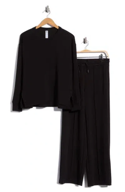 90 Degree By Reflex Softlite Fleece 2-piece Set In Black