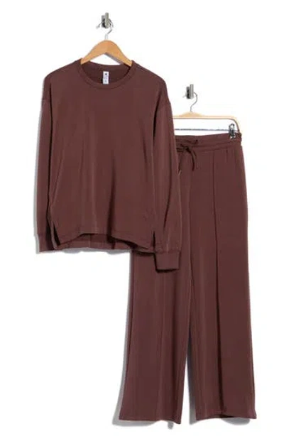 90 Degree By Reflex Softlite Fleece 2-piece Set In Brown