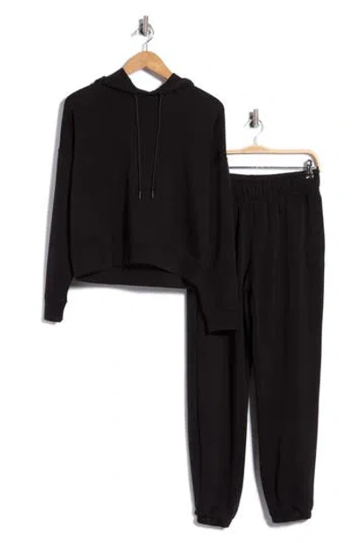 90 Degree By Reflex Softlite Fleece Hoodie & Joggers Set In Black