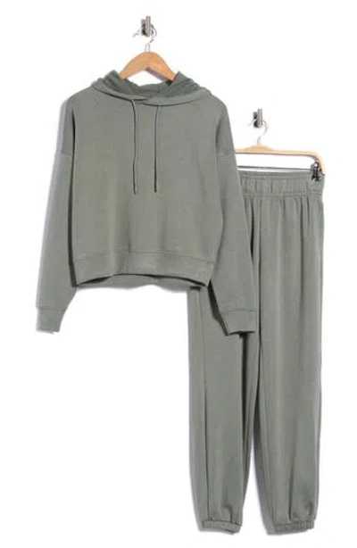 90 Degree By Reflex Softlite Fleece Hoodie & Joggers Set In Gray