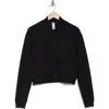 90 Degree By Reflex Soho Snap Cargo Scuba Knit Bomber Jacket In Black