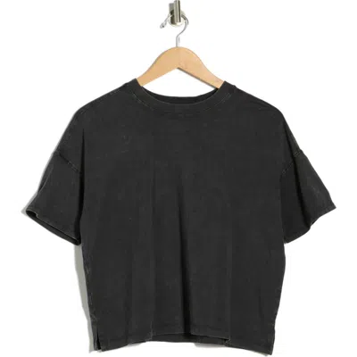 90 Degree By Reflex Stone Wash Boxy Crop T-shirt In Animal Print