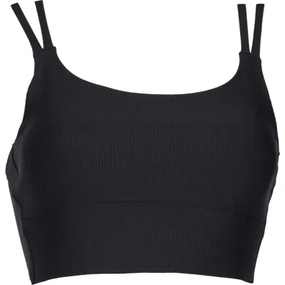 90 Degree By Reflex Strappy Rib Sports Bra In Black