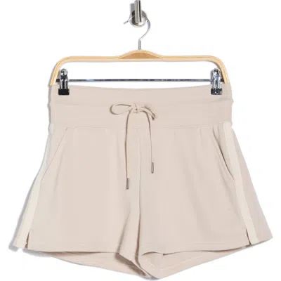 90 Degree By Reflex Stripe High Waist French Terry Shorts In Neutral