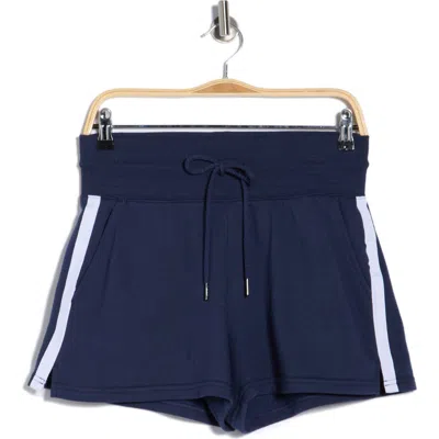 90 Degree By Reflex Stripe High Waist French Terry Shorts In Blue
