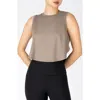 90 Degree By Reflex Super Soft 2-pack Side Slit Crop Tank In Driftwood/white