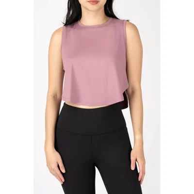 90 Degree By Reflex Super Soft 2-pack Side Slit Crop Tank In Dusky Orchid/heather Grey