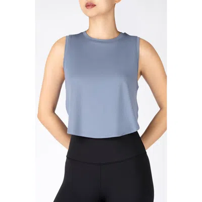 90 Degree By Reflex Super Soft 2-pack Side Slit Crop Tank In Flintstone/white