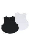 90 Degree By Reflex Super Soft Side Slit Hem Tank In White/black