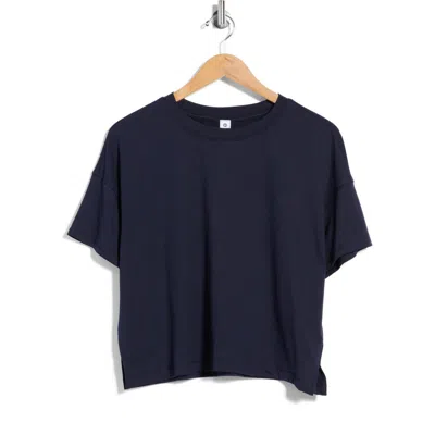 90 Degree By Reflex Super Soft Deluxe Boxy Cropped T-shirt In Blue