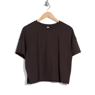 90 Degree By Reflex Super Soft Deluxe Boxy Cropped T-shirt In Brown