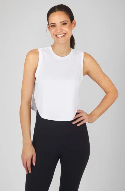 90 Degree By Reflex Super Soft Side Slit Hem Tank In White/black