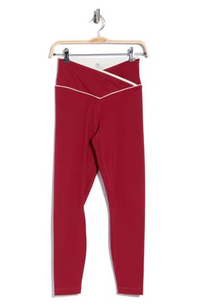 90 Degree By Reflex Superflex Crossover High Waist 7/8 Leggings In Burgundy