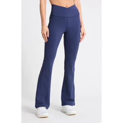 90 Degree By Reflex Superflex Madison Crossover Flared Leggings In Blue
