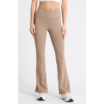 90 Degree By Reflex Superflex Madison Crossover Flared Leggings In Brown