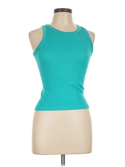 Pre-owned 90 Degree By Reflex Tank Top Teal Halter Neckline Tops In Blue