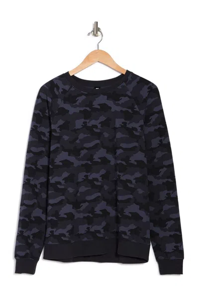 90 Degree By Reflex Terry Brushed Long Sleeve Sweatshirt In P600 Camo Navy Comb