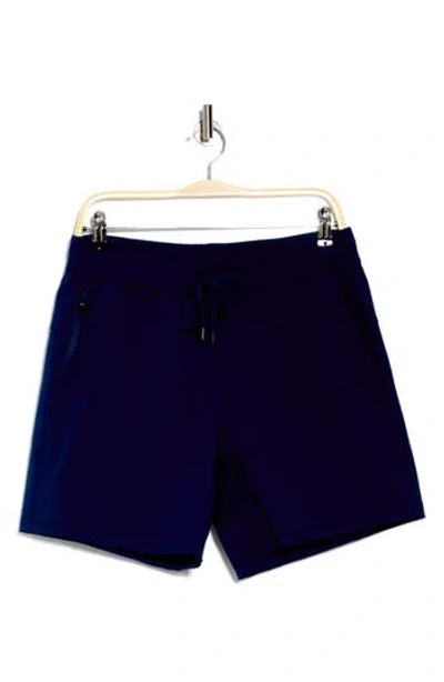 90 Degree By Reflex Textured Sonic Drawstring Shorts In Pageant Blue