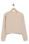90 Degree By Reflex Tranquility Marled Piqué Cropped Sweatshirt