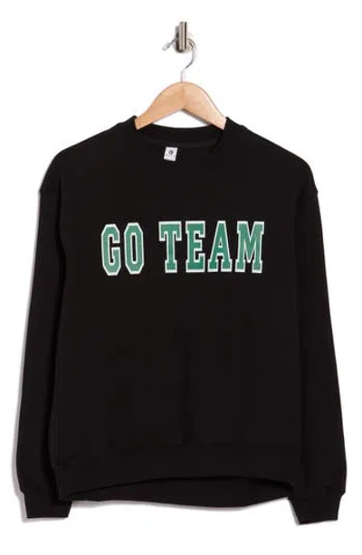 90 Degree By Reflex Varsity Vault Fleece Graphic Sweatshirt In Black