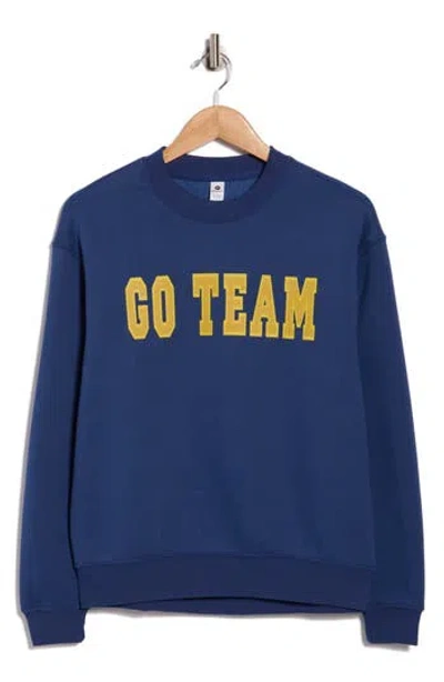 90 Degree By Reflex Varsity Vault Fleece Graphic Sweatshirt In Blue