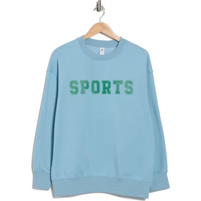 90 Degree By Reflex Varsity Vault Fleece Graphic Sweatshirt In Blue