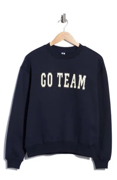 90 Degree By Reflex Varsity Vault Fleece Graphic Sweatshirt In Blue