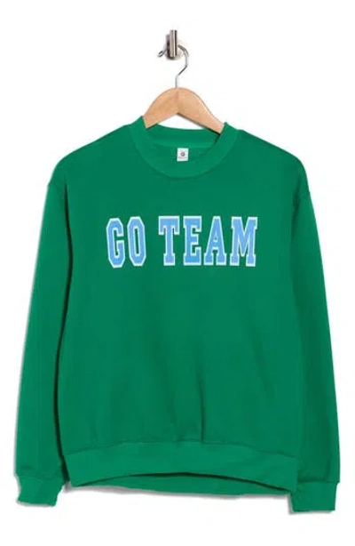 90 Degree By Reflex Varsity Vault Fleece Graphic Sweatshirt In Green