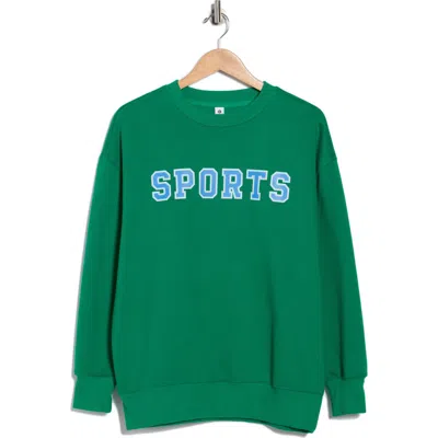 90 Degree By Reflex Varsity Vault Fleece Graphic Sweatshirt In Green