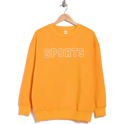 90 Degree By Reflex Varsity Vault Fleece Graphic Sweatshirt In Orange
