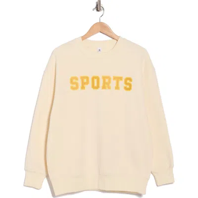90 Degree By Reflex Varsity Vault Fleece Graphic Sweatshirt In Neutral