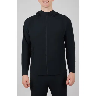 90 Degree By Reflex Waffle Warp Zip Hoodie In Black