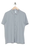 90 Degree By Reflex Warm Daily Traveler Short Sleeve Button-up Shirt In Gray